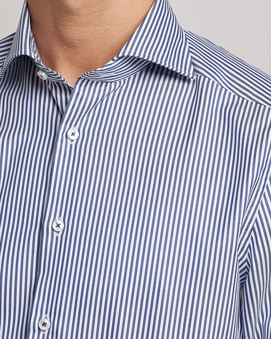 Uomini | Camicie | Stenströms | Slimline Stripe Cut Away Shirt Navy