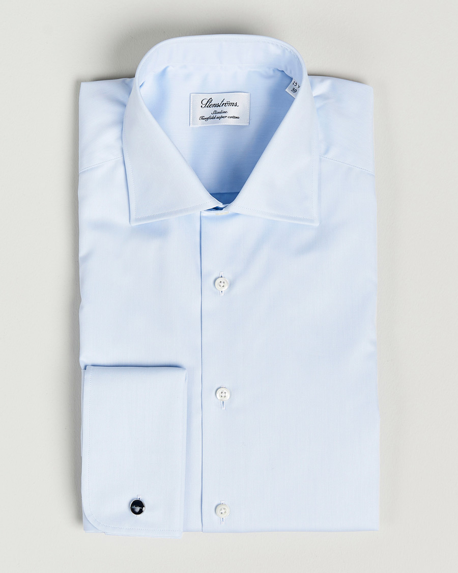 Uomini | Camicie | Stenströms | Slimline Double Cuff Light Blue