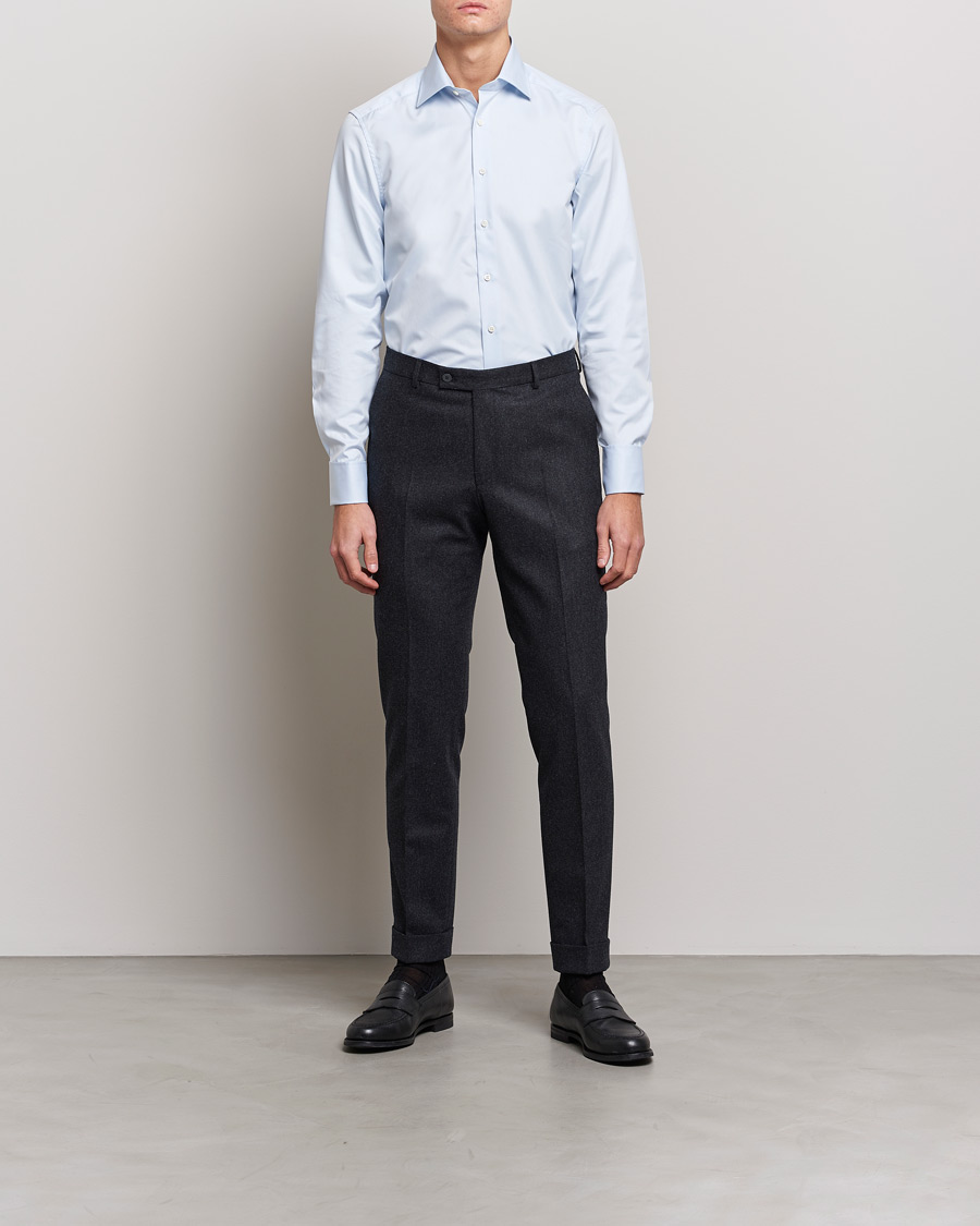 Uomini | Camicie | Stenströms | Slimline Double Cuff Light Blue