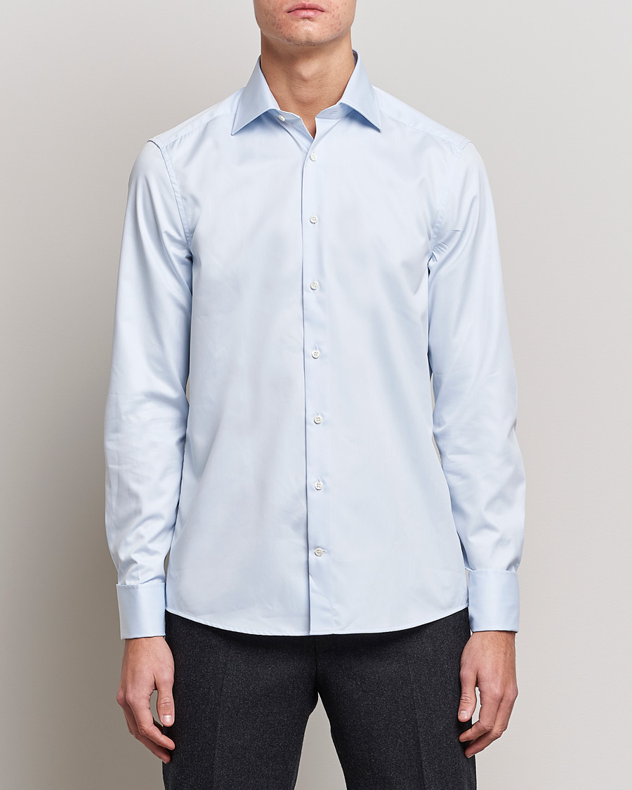 Uomini | Camicie | Stenströms | Slimline Double Cuff Light Blue