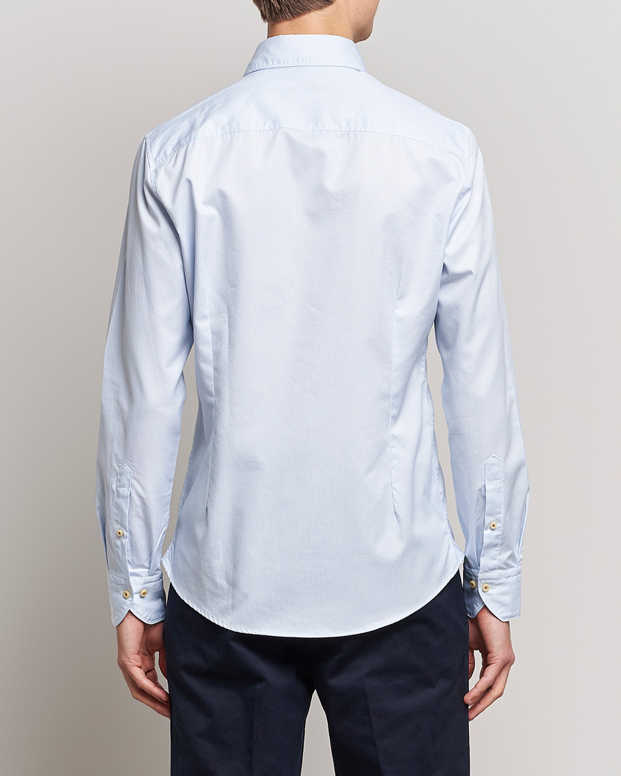 Uomini | Camicie | Stenströms | Slimline Pinstriped Casual Shirt Light Blue