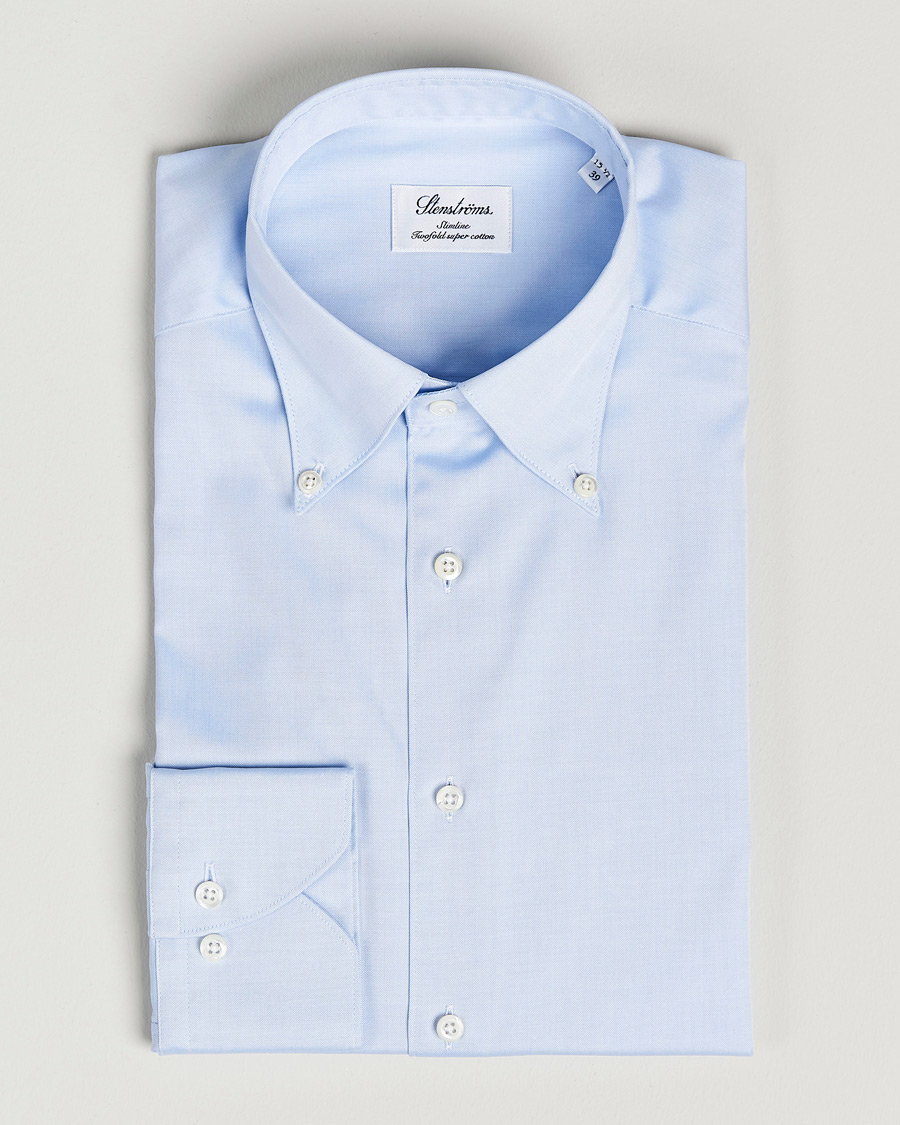 Uomini | Camicie | Stenströms | Slimline Pinpoint Oxford Button Down Shirt Light Blue