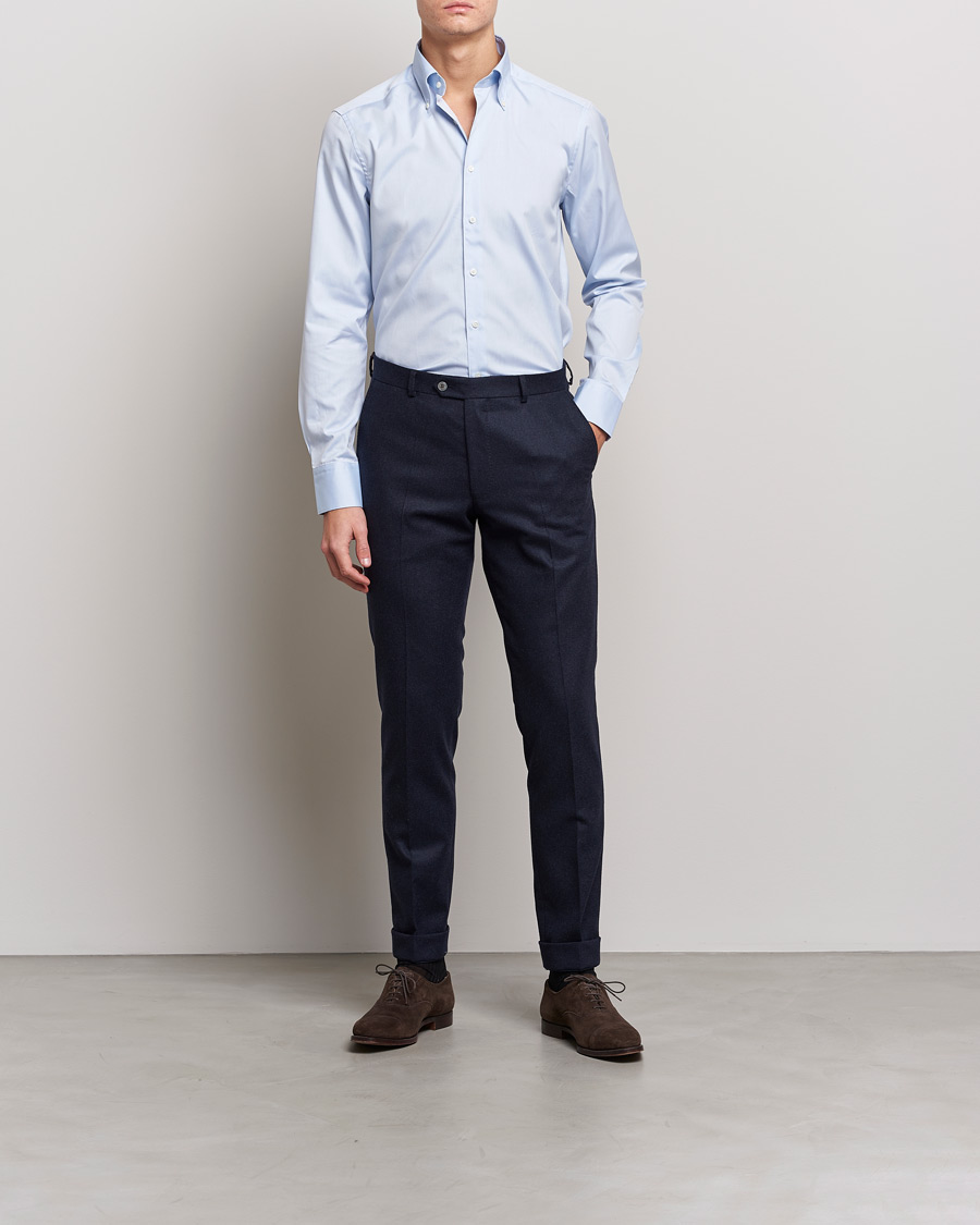 Uomini | Camicie | Stenströms | Slimline Pinpoint Oxford Button Down Shirt Light Blue
