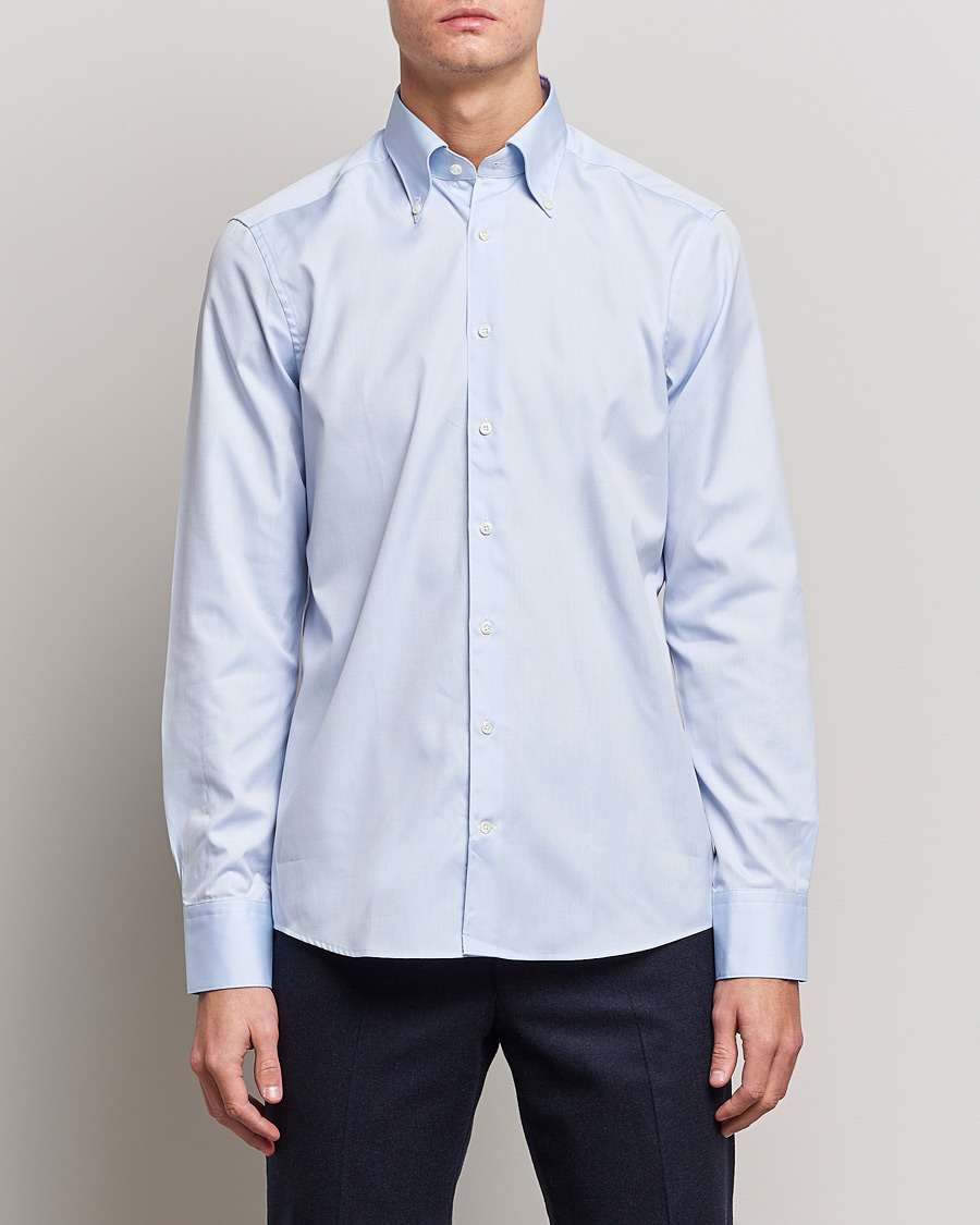 Uomini | Camicie | Stenströms | Slimline Pinpoint Oxford Button Down Shirt Light Blue