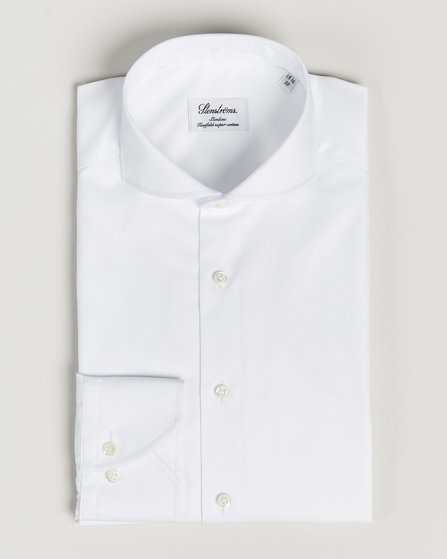 Uomini | Camicie | Stenströms | Slimline Extreme Cut Away Shirt White