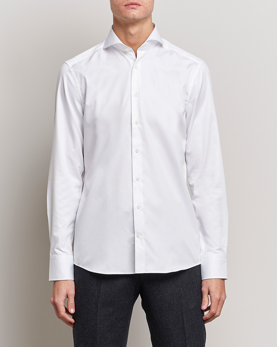Uomini | Camicie | Stenströms | Slimline Extreme Cut Away Shirt White