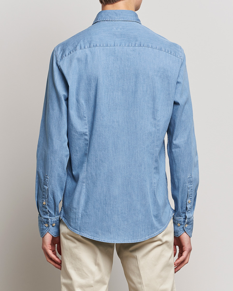 Uomini | Camicie | Stenströms | Slimline Garment Washed Shirt Light Denim