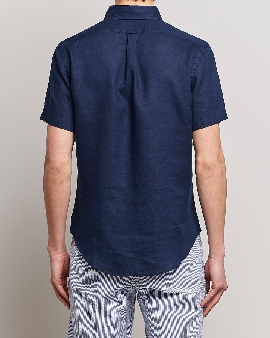 Uomini | Camicie | Polo Ralph Lauren | Slim Fit Linen Short Sleeve Shirt Newport Navy