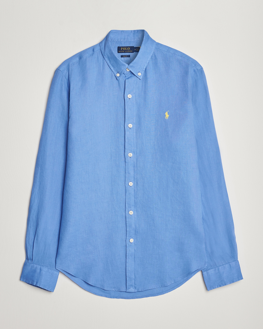 Uomini | Camicie | Polo Ralph Lauren | Slim Fit Linen Button Down Shirt Harbor Island Blue