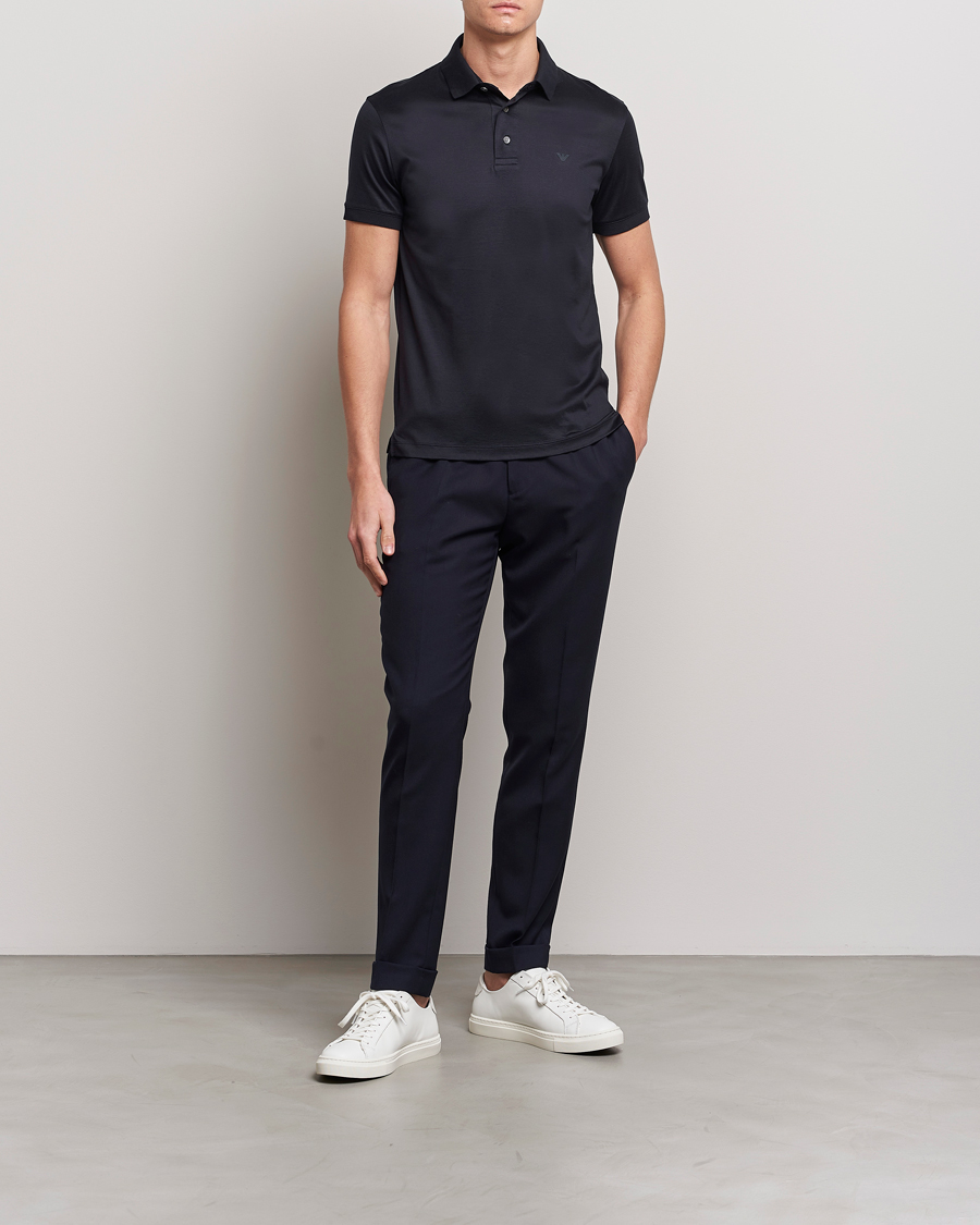 Uomini | Polo | Emporio Armani | Cotton Tencel Polo Navy