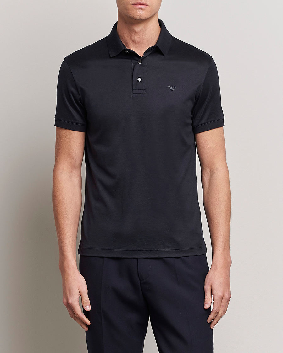 Uomini | Polo | Emporio Armani | Cotton Tencel Polo Navy
