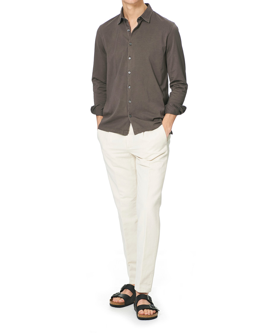Uomini | Camicie | Gran Sasso | Washed Cotton Jersey Shirt Dark Brown
