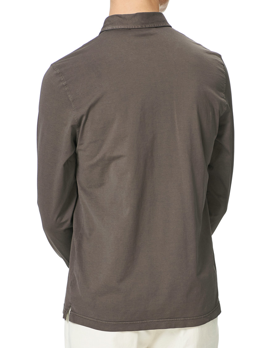 Uomini | Camicie | Gran Sasso | Washed Cotton Jersey Shirt Dark Brown