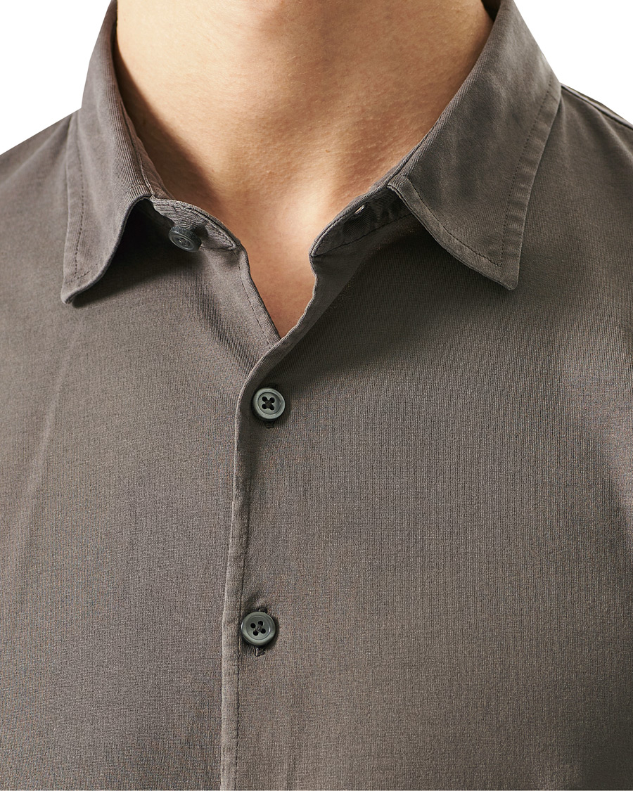 Uomini | Camicie | Gran Sasso | Washed Cotton Jersey Shirt Dark Brown