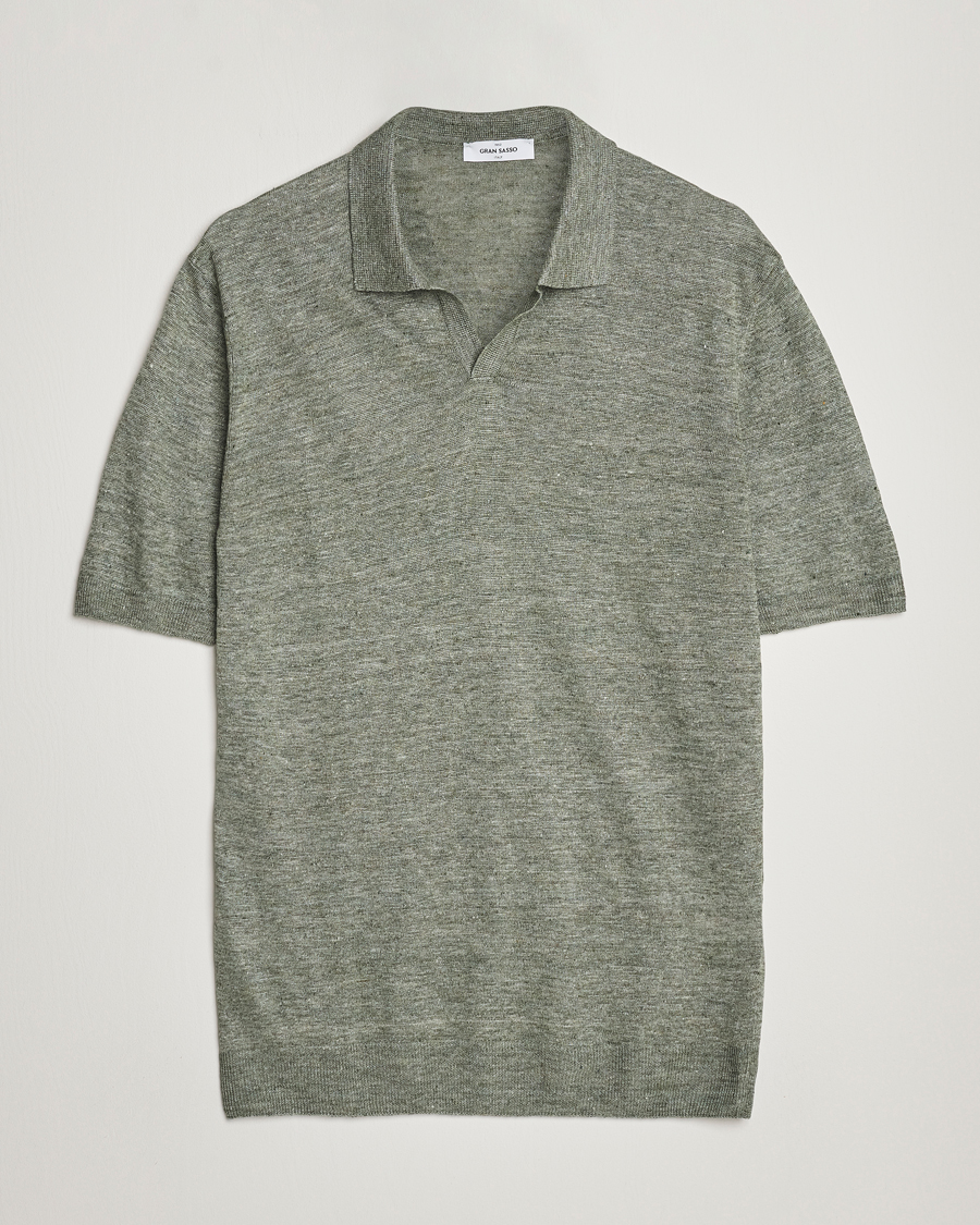 Uomini | Polo | Gran Sasso | Knitted Linen Polo Green