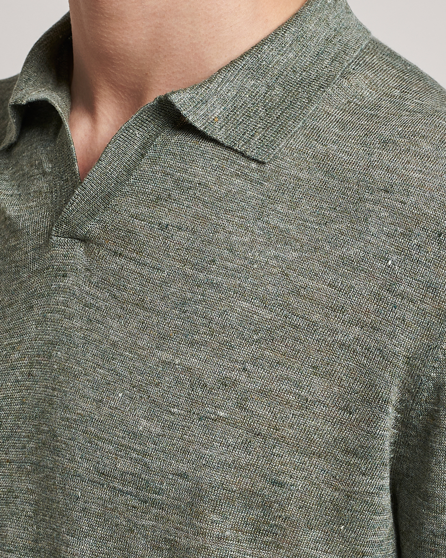 Uomini | Polo | Gran Sasso | Knitted Linen Polo Green