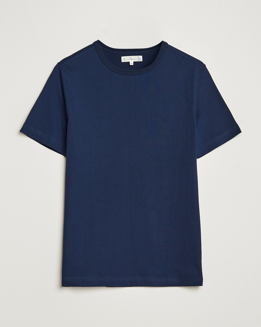 Uomini | T-shirt | Merz b. Schwanen | 1950s Classic Loopwheeled T-shirt Ink Blue