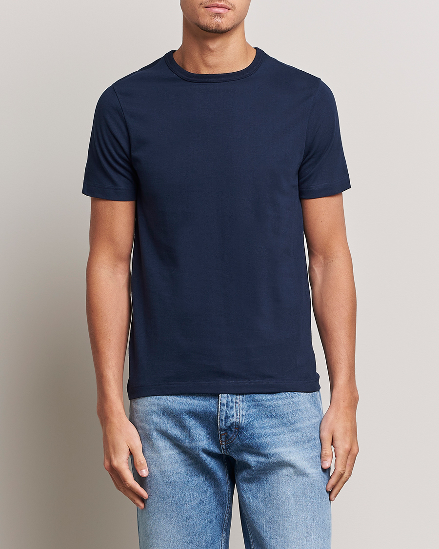 Uomini | T-shirt | Merz b. Schwanen | 1950s Classic Loopwheeled T-shirt Ink Blue