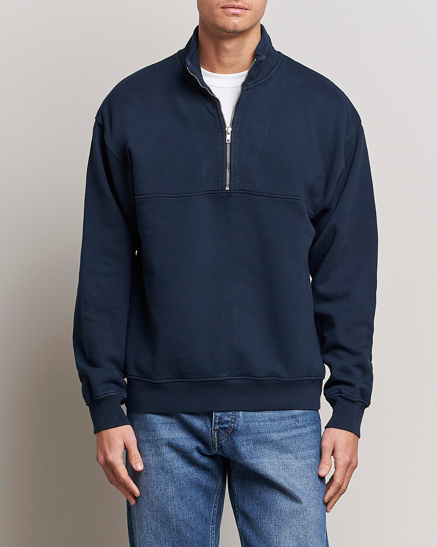 Uomini | Maglieria | Colorful Standard | Classic Organic Half-Zip Navy Blue