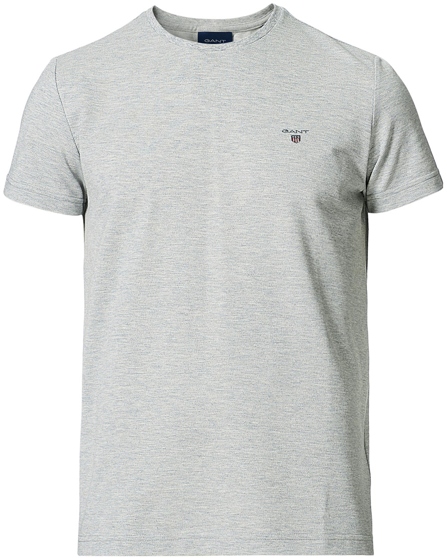 Uomini | T-shirt | GANT | Cotton Pique Crew Neck Tee Grey Melange