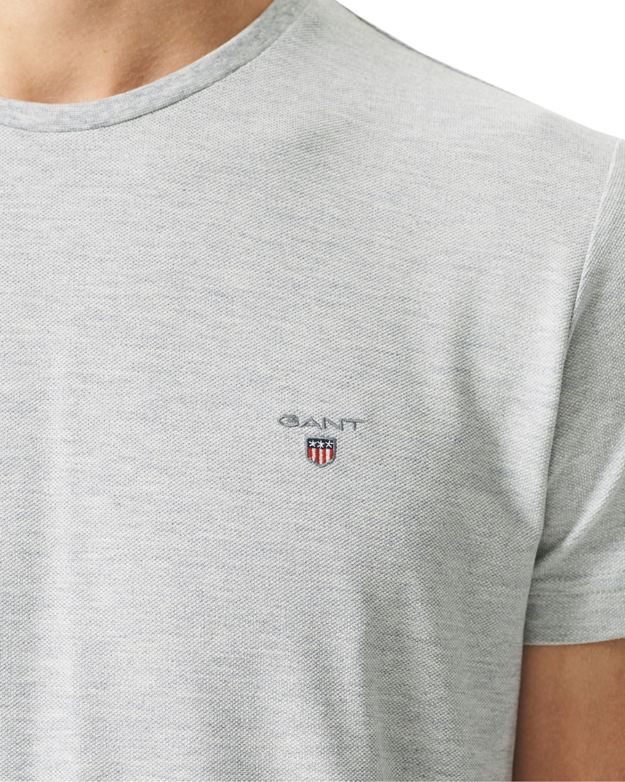 Uomini | T-shirt | GANT | Cotton Pique Crew Neck Tee Grey Melange