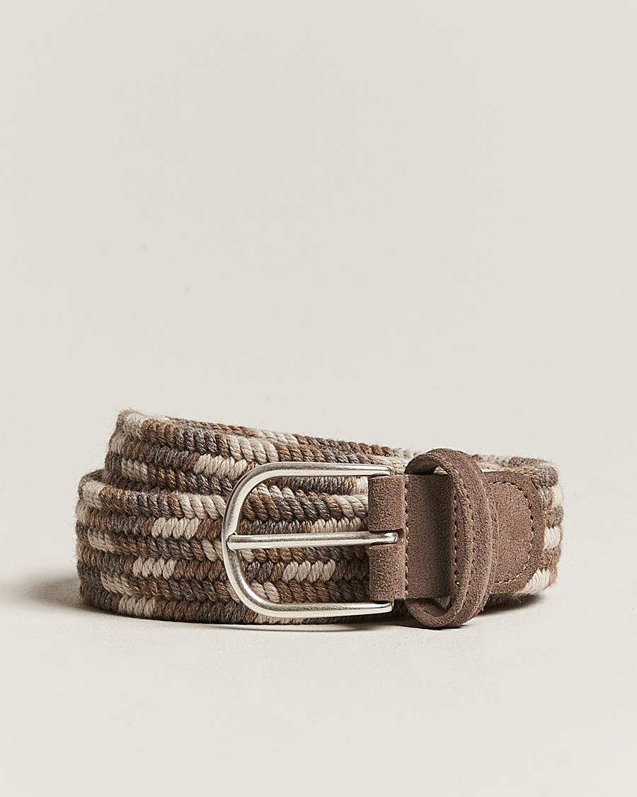 Uomini | Cinture | Anderson's | Braided Wool Belt Multi Natural