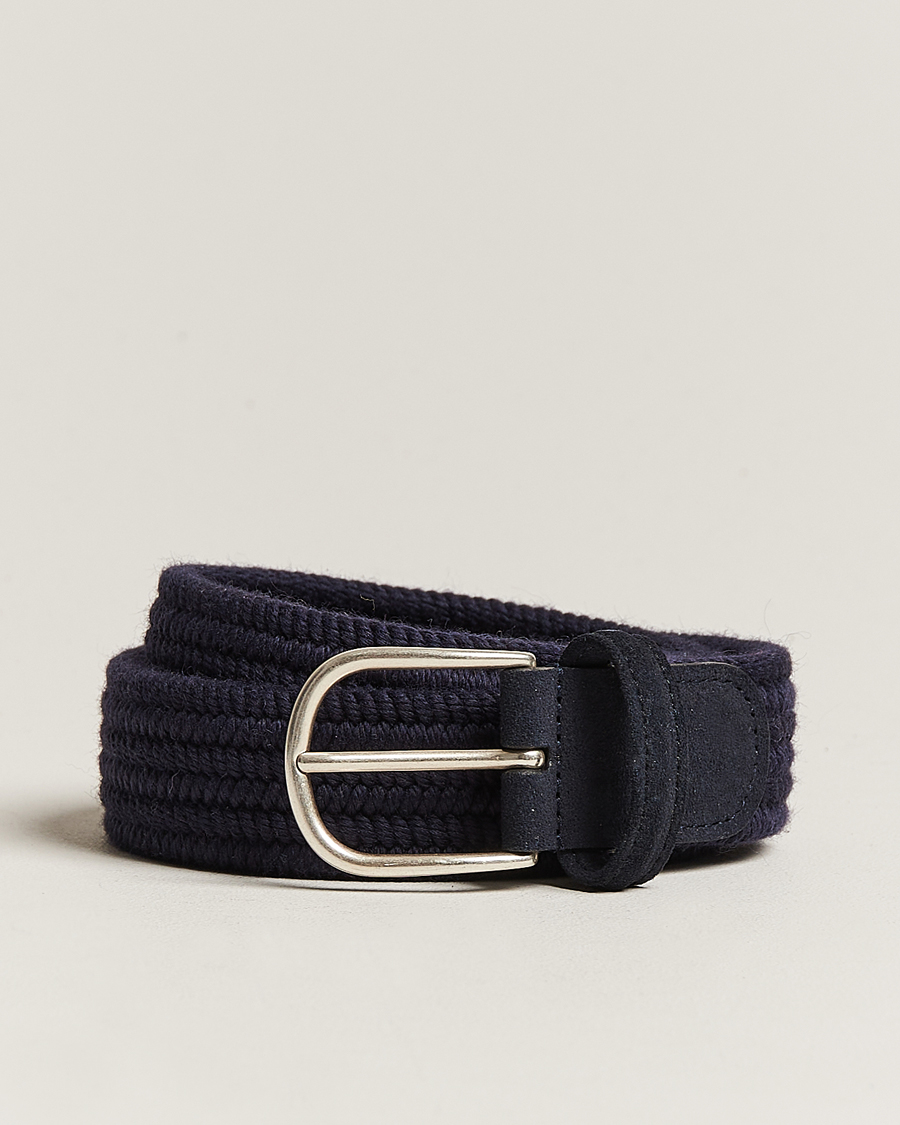 Uomini | Cinture | Anderson's | Braided Wool Belt Navy
