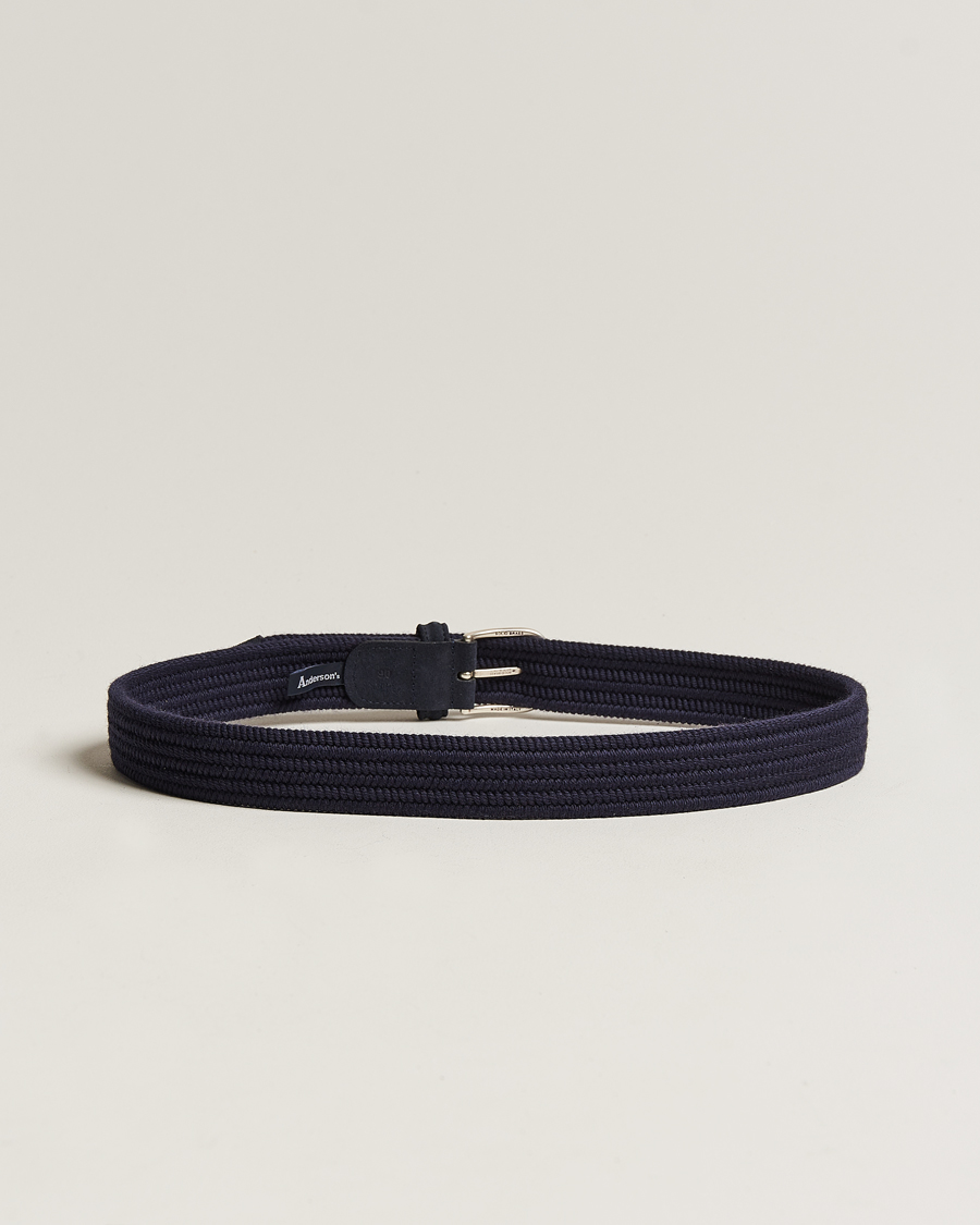 Uomini | Cinture | Anderson's | Braided Wool Belt Navy