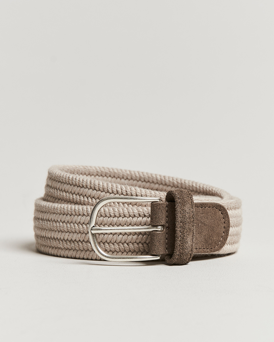 Uomini | Cinture | Anderson's | Braided Wool Belt Beige