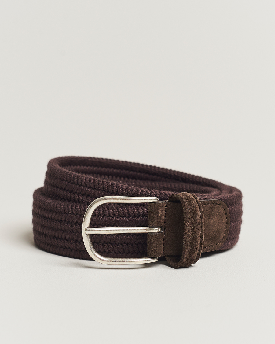 Uomini | Cinture | Anderson's | Braided Wool Belt Brown