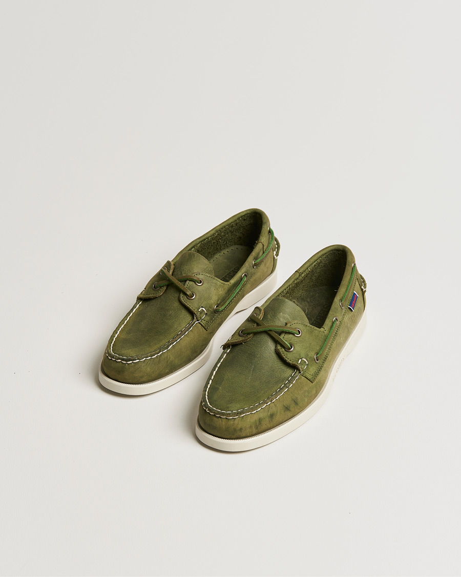 Uomini | Sebago Docksides Nubuck Boat Shoe Green Military | Sebago | Docksides Nubuck Boat Shoe Green Military