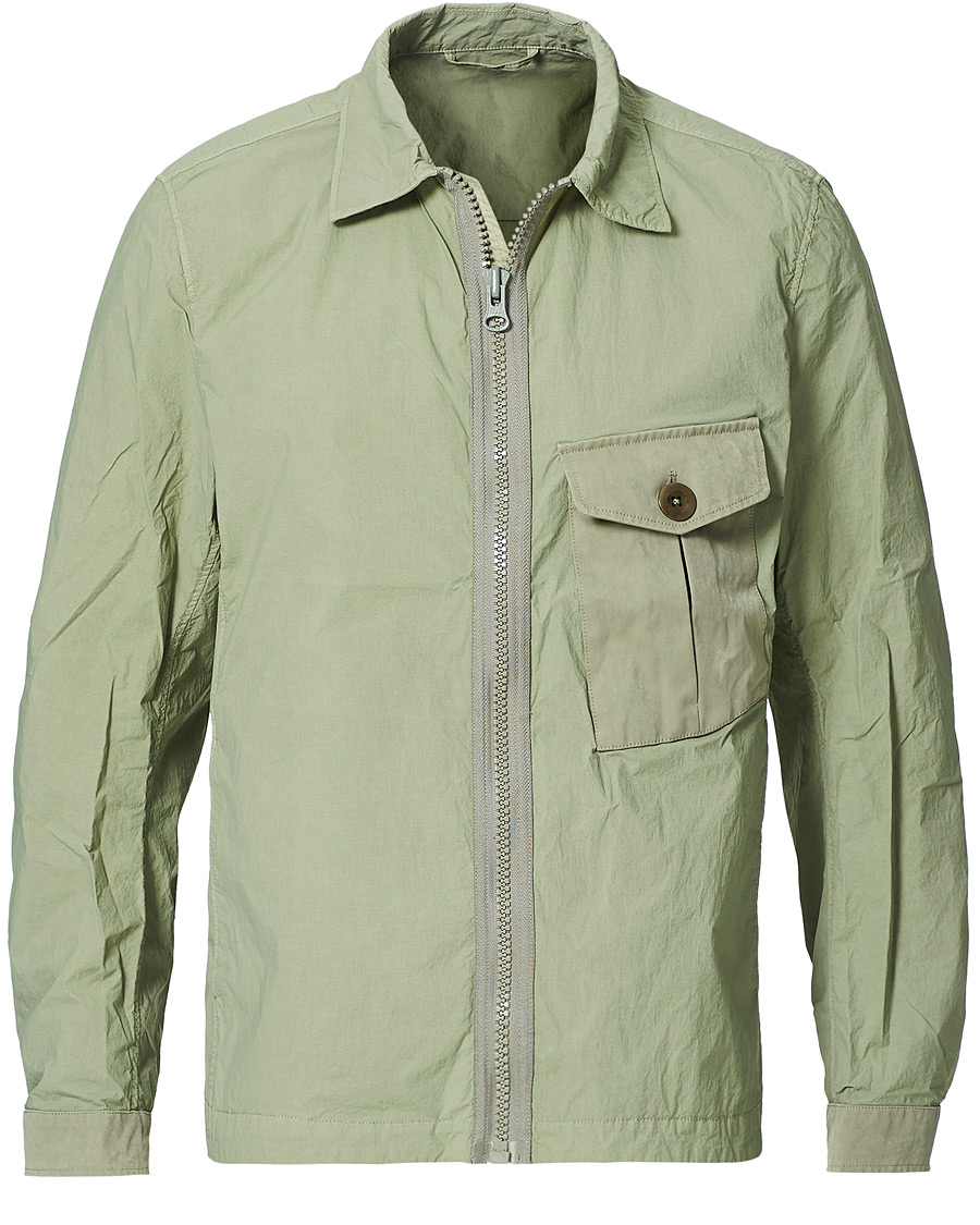 Uomini | Giacche | Ten c | Garment Dyed Nylon Shirt Jacket Light Green