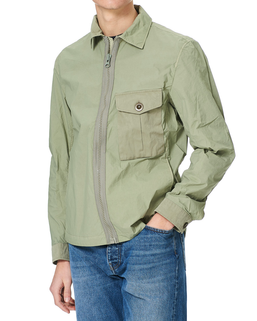 Uomini | Giacche | Ten c | Garment Dyed Nylon Shirt Jacket Light Green