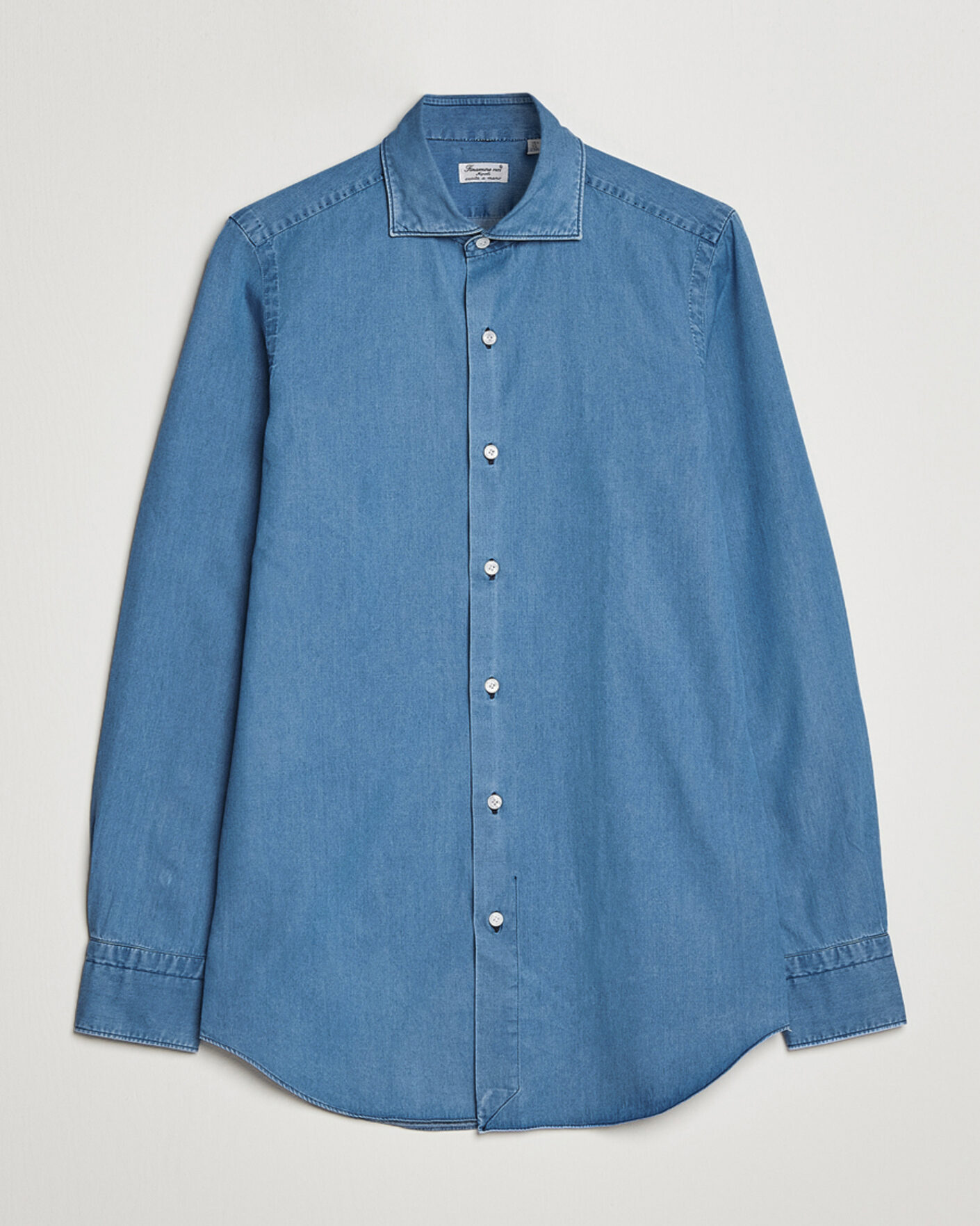 Uomini | Camicie | Finamore Napoli | Milano Slim Denim Shirt Light Indigo