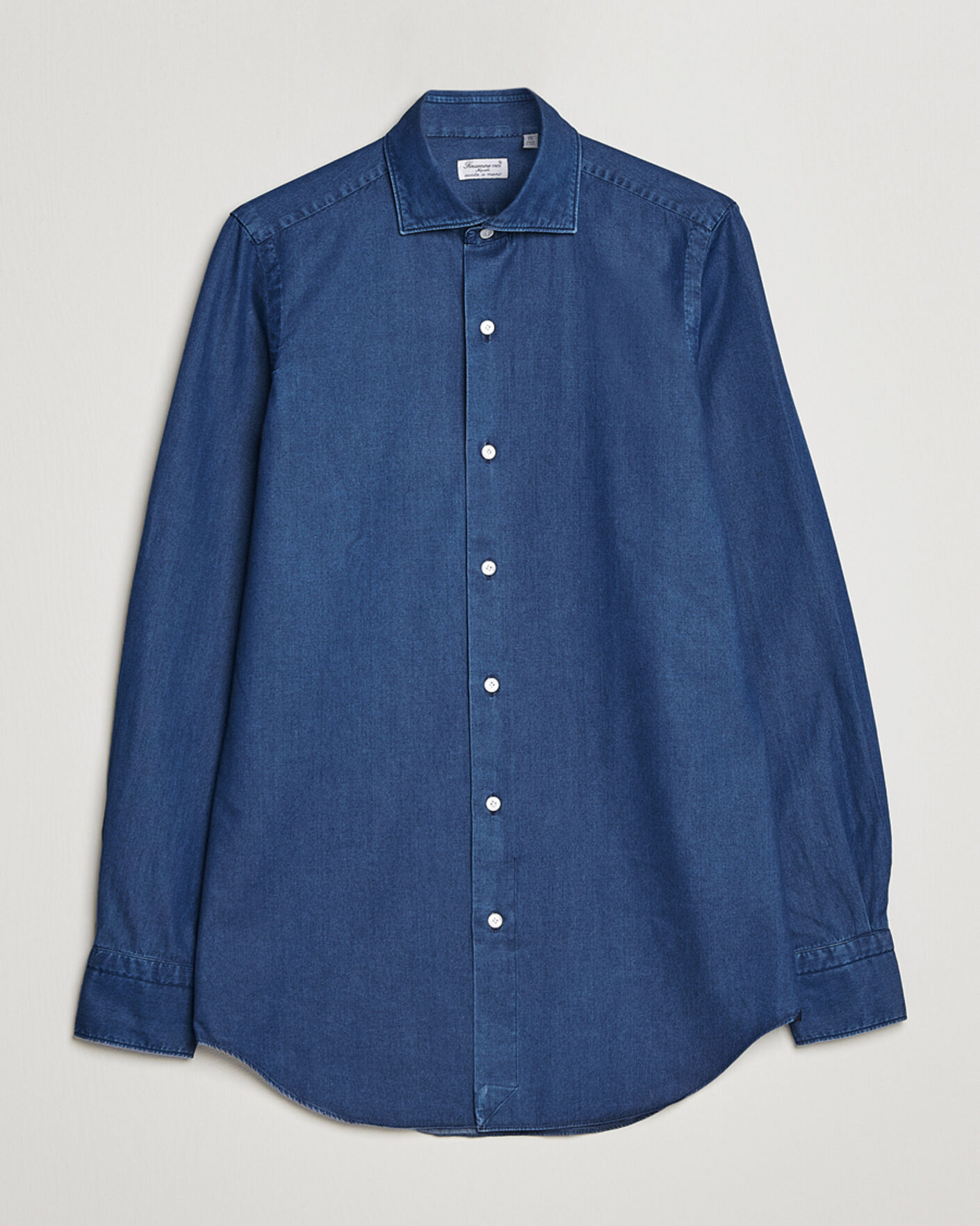 Uomini | Camicie | Finamore Napoli | Milano Slim Denim Shirt Dark Indigo
