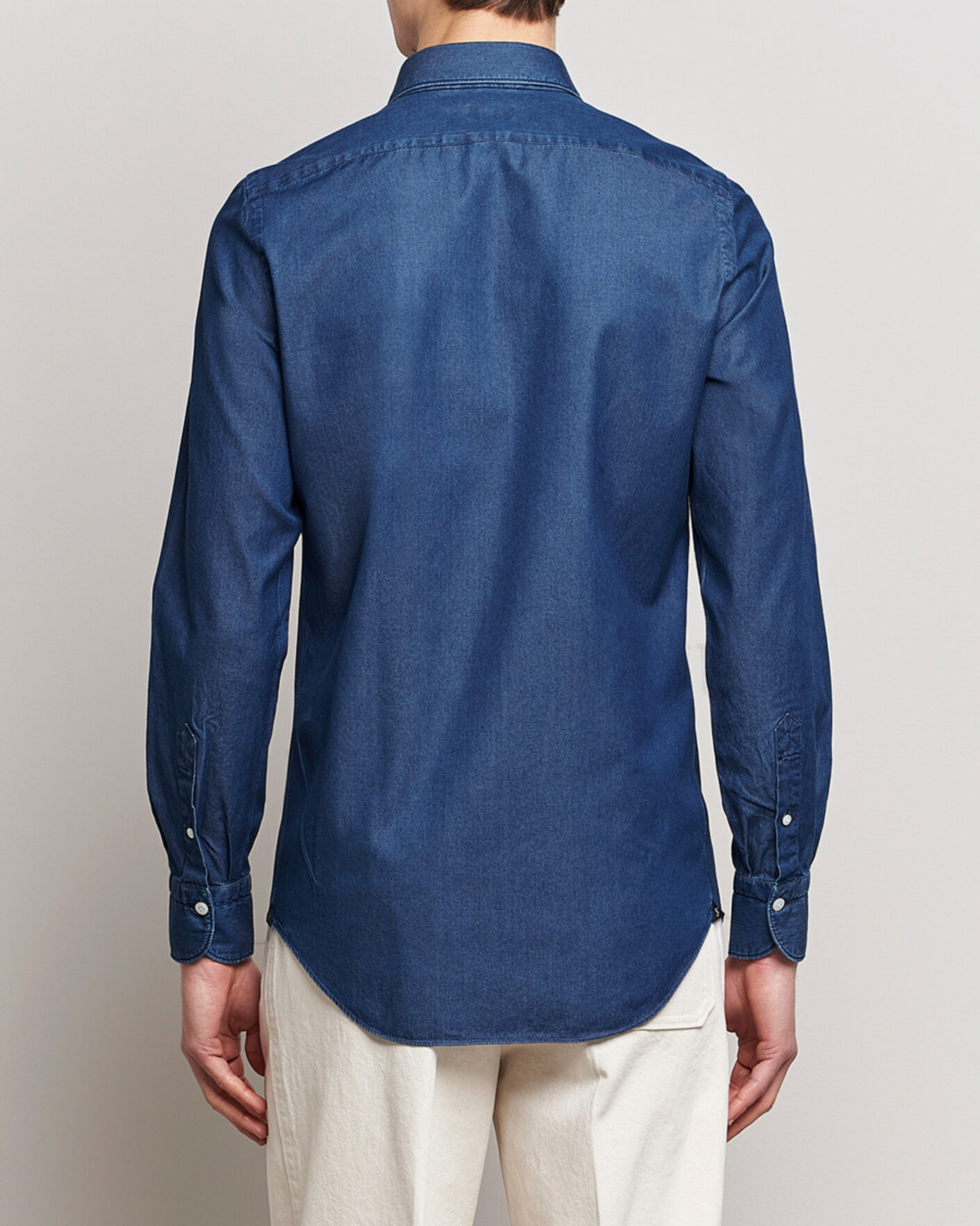 Uomini | Camicie | Finamore Napoli | Milano Slim Denim Shirt Dark Indigo