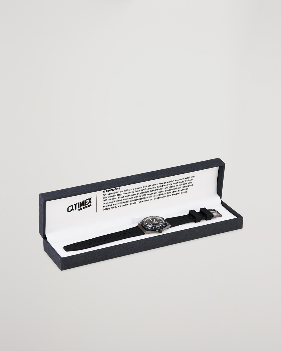 Uomini | Timex Q Diver GMT 38mm Rubber Strap Black/Grey | Timex | Q Diver GMT 38mm Rubber Strap Black/Grey