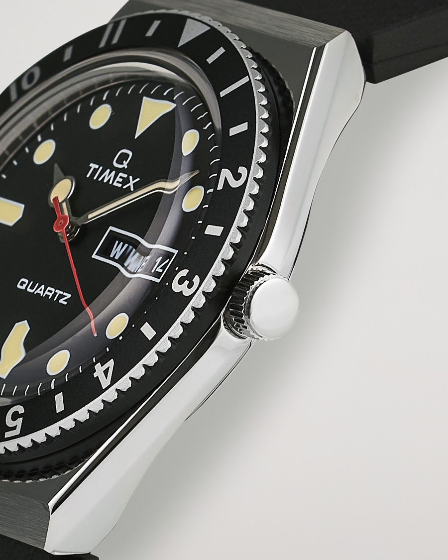 Uomini | Timex Q Diver 38mm Rubber Strap Black | Timex | Q Diver 38mm Rubber Strap Black
