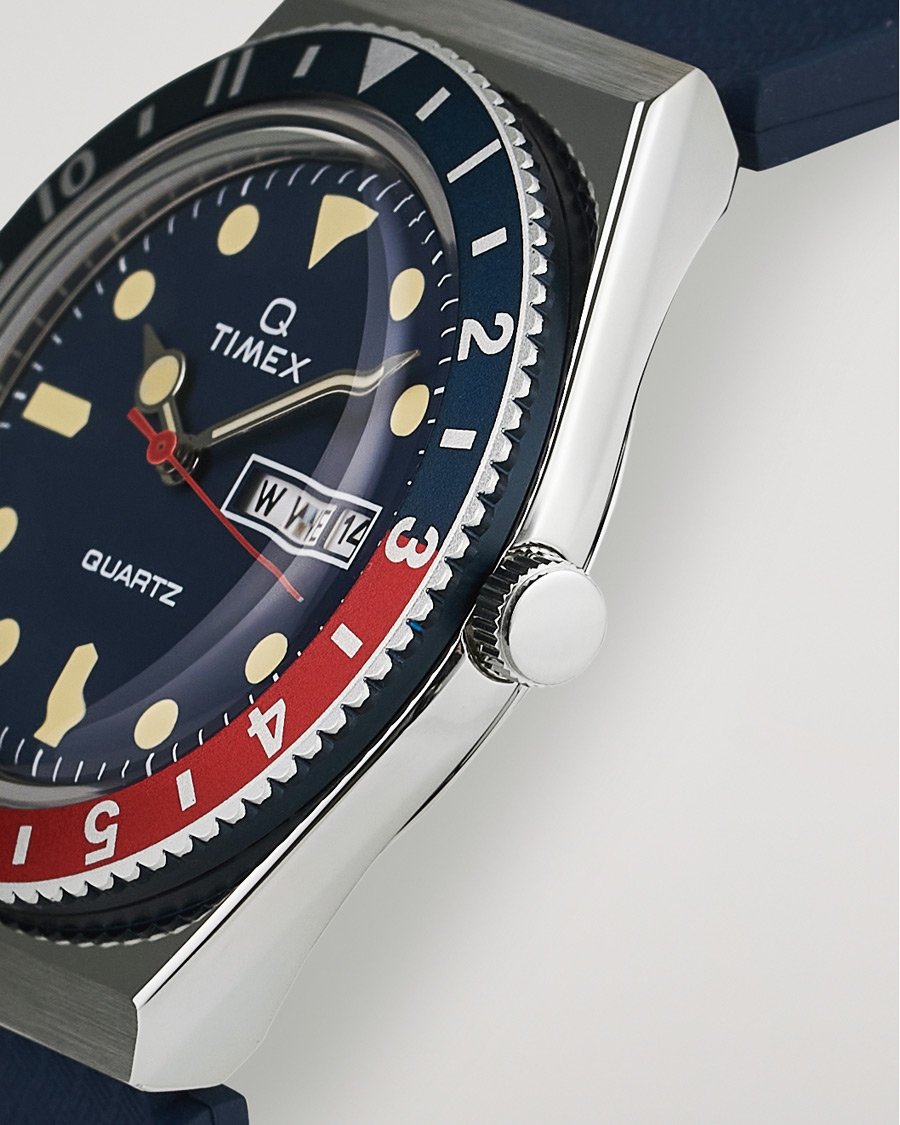 Uomini | Timex Q Diver 38mm Rubber Strap Blue/Red | Timex | Q Diver 38mm Rubber Strap Blue/Red