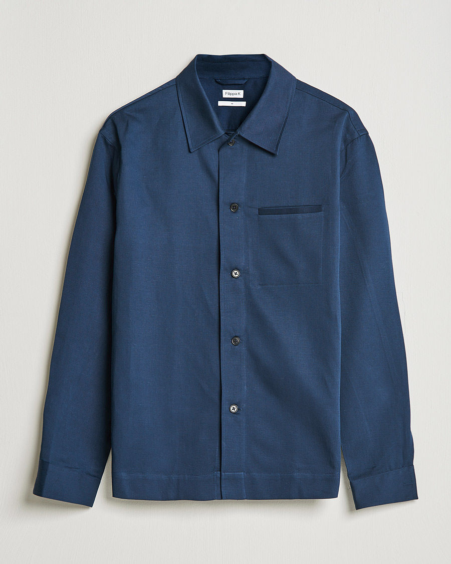 Uomini | Camicie | Filippa K | Matt Linen Overshirt Navy