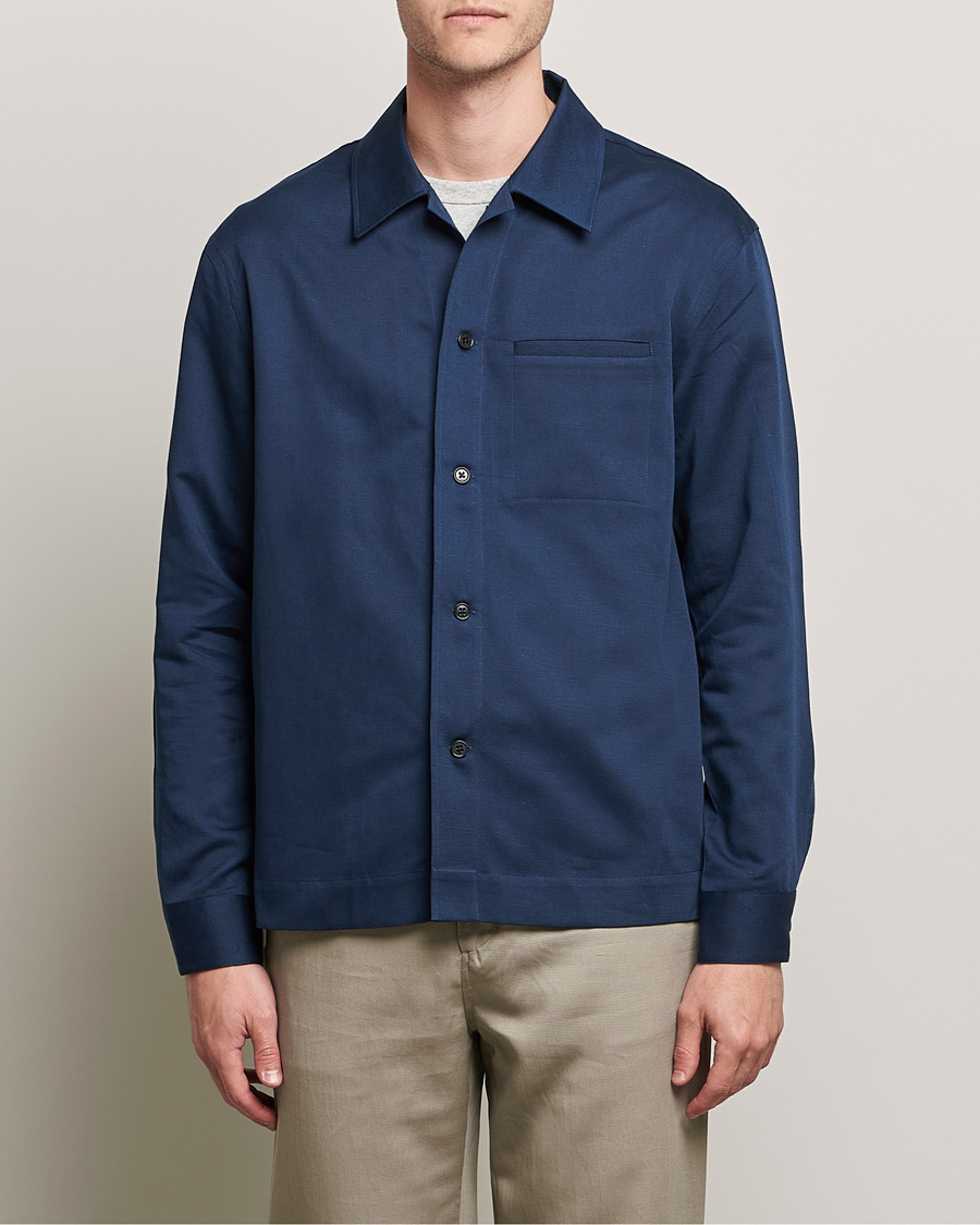 Uomini | Camicie | Filippa K | Matt Linen Overshirt Navy