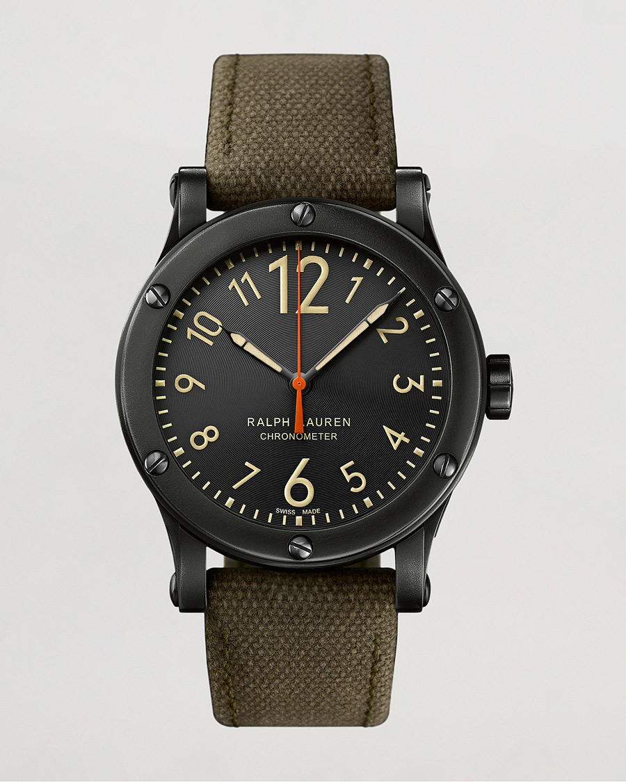 Uomini | Polo Ralph Lauren 45mm Safari Chronometer Black Steel/Canvas Strap | Polo Ralph Lauren | 45mm Safari Chronometer Black Steel/Canvas Strap