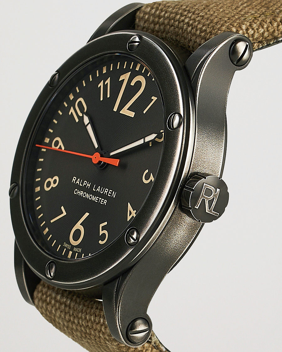 Uomini | Polo Ralph Lauren 45mm Safari Chronometer Black Steel/Canvas Strap | Polo Ralph Lauren | 45mm Safari Chronometer Black Steel/Canvas Strap