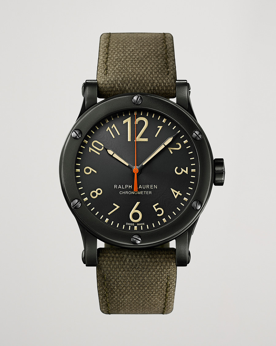 Uomini | Polo Ralph Lauren 39mm Safari Chronometer Black Steel/Canvas Strap | Polo Ralph Lauren | 39mm Safari Chronometer Black Steel/Canvas Strap