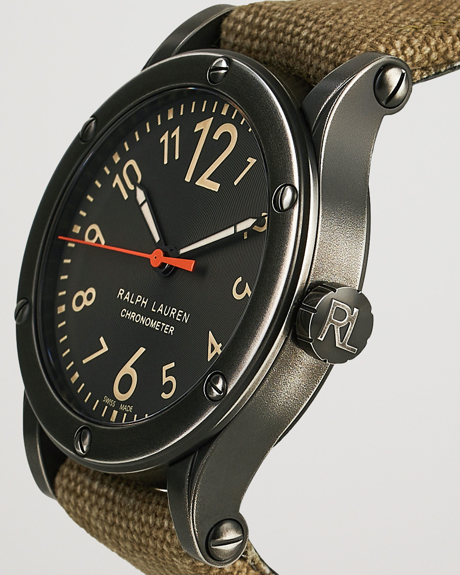 Uomini | Polo Ralph Lauren 39mm Safari Chronometer Black Steel/Canvas Strap | Polo Ralph Lauren | 39mm Safari Chronometer Black Steel/Canvas Strap