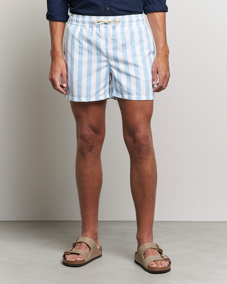 Uomini | Costumi da bagno | Ripa Ripa | Paraggi Striped Swimshorts Light Blue/White