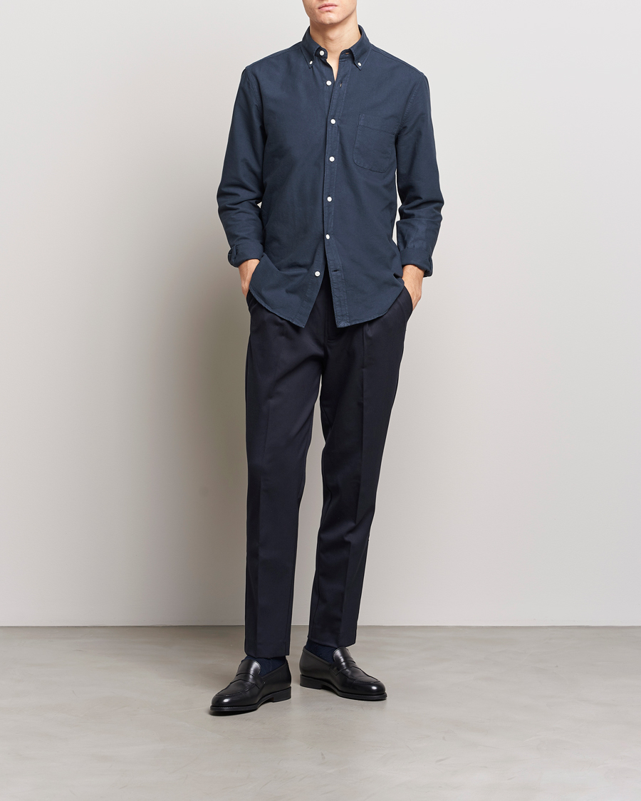 Uomini | Camicie | A Day's March | Moorgate Dyed Oxford Shirt Navy