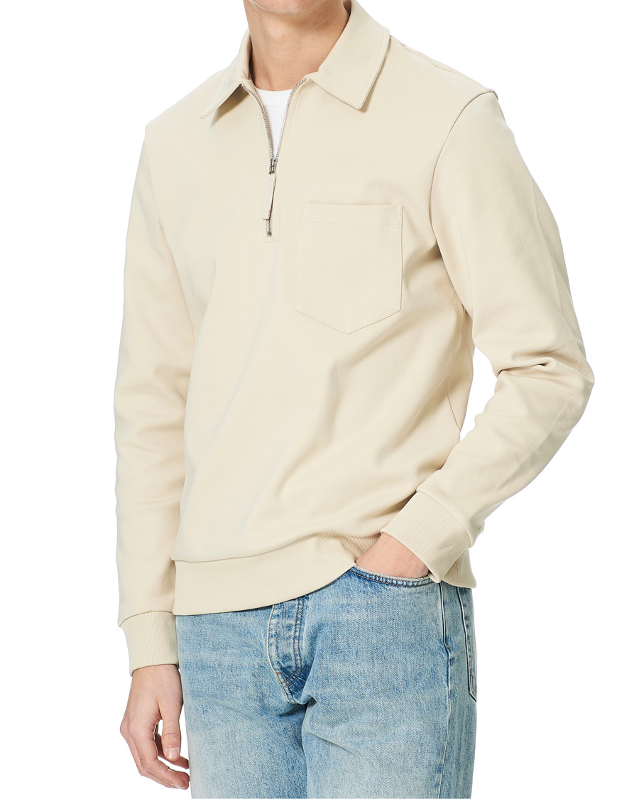 Uomini | Maglieria | A Day's March | Cabot Half-Zip Polo Sweater Sand
