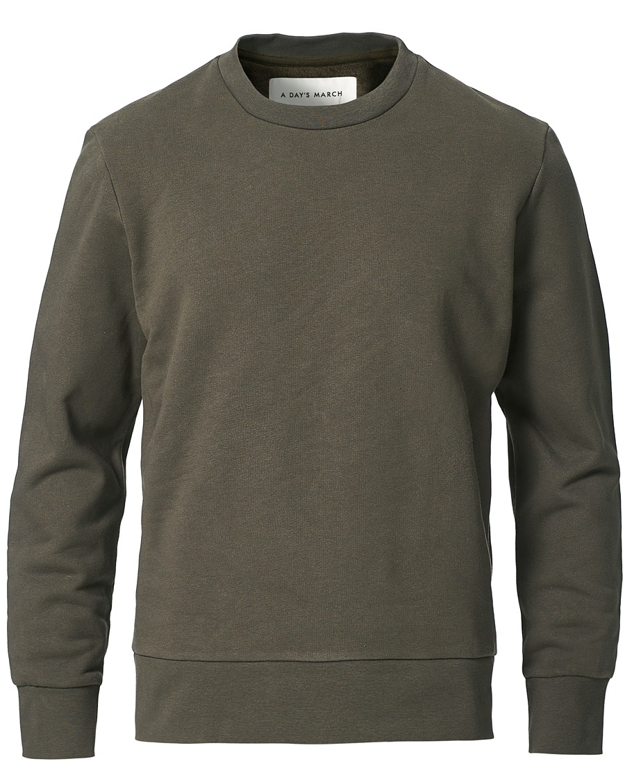 Uomini | Maglieria | A Day's March | Shaw Sturdy Fleece Sweatshirt Olive