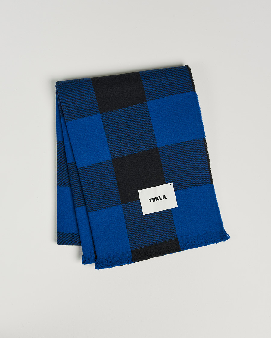Uomini | Tekla Merino Wool Blanket Blue Gingham | Tekla | Merino Wool Blanket Blue Gingham